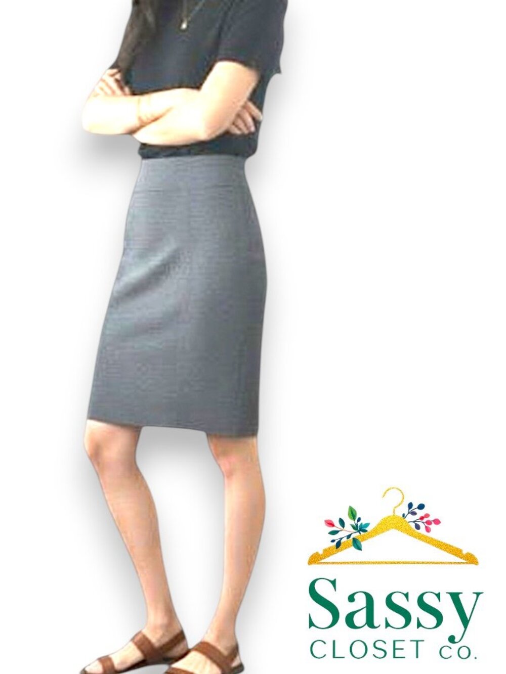 ELLEN TRACY Charcoal Pencil Skirt M 💼